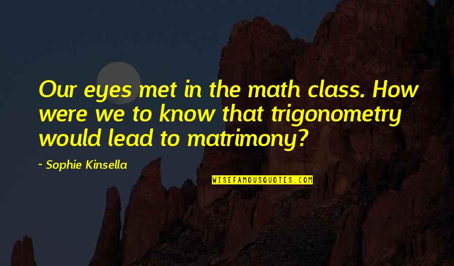 Lds Apostle Quotes By Sophie Kinsella: Our eyes met in the math class. How