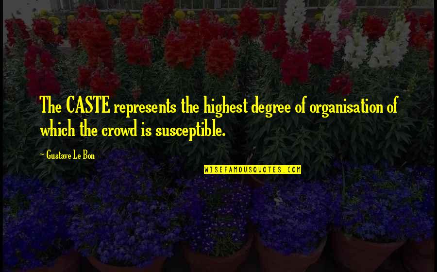 Le Bon The Crowd Quotes By Gustave Le Bon: The CASTE represents the highest degree of organisation