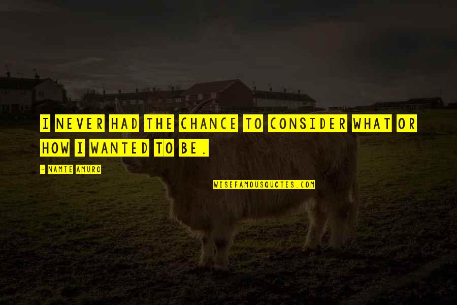 Le Grelle Forelle Quotes By Namie Amuro: I never had the chance to consider what