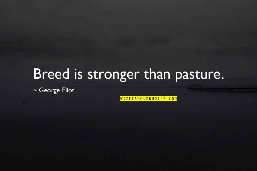 Le Jaloux Quotes By George Eliot: Breed is stronger than pasture. Le Jaloux Quotes By George Eliot: Breed is stronger than pasture.