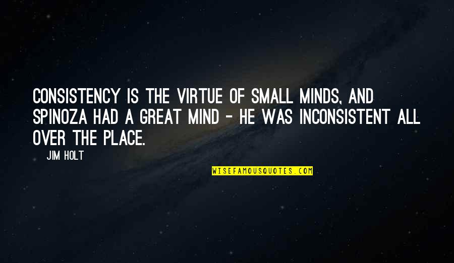 Leached Materials Quotes By Jim Holt: Consistency is the virtue of small minds, and
