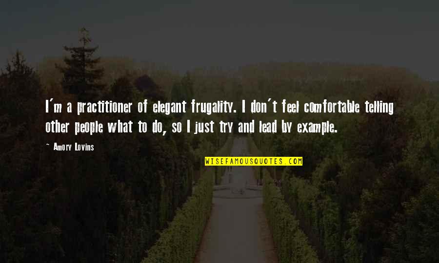 Lead By Example Quotes By Amory Lovins: I'm a practitioner of elegant frugality. I don't