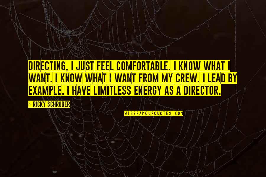 Lead By Quotes By Ricky Schroder: Directing, I just feel comfortable. I know what Lead By Quotes By Ricky Schroder: Directing, I just feel comfortable. I know what