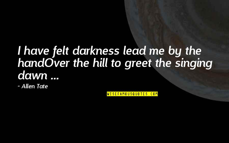 Lead Quotes By Allen Tate: I have felt darkness lead me by the