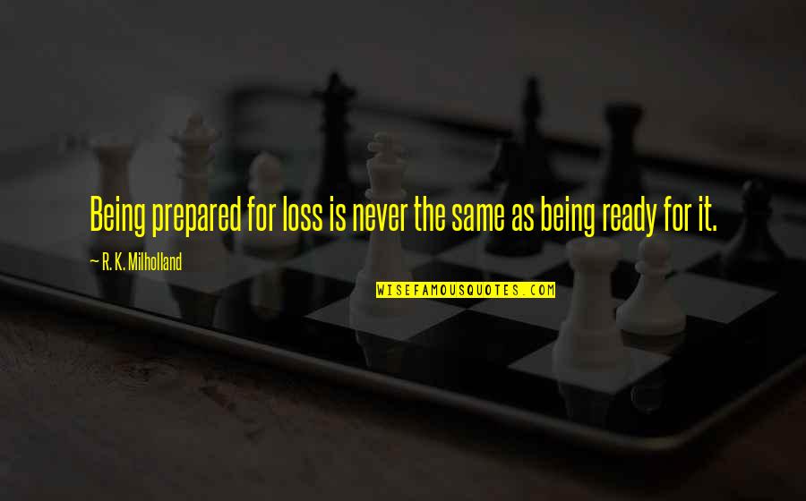 Leadelle Phelps Quotes By R. K. Milholland: Being prepared for loss is never the same