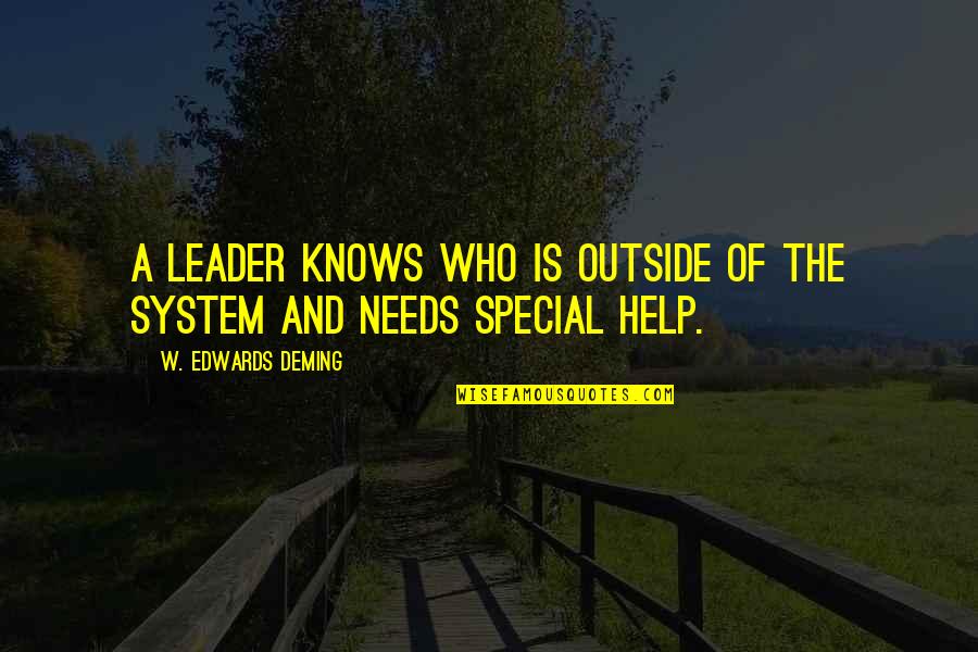 Leader And Quotes By W. Edwards Deming: A leader knows who is outside of the Leader And Quotes By W. Edwards Deming: A leader knows who is outside of the
