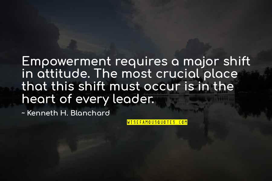Leader Attitude Quotes By Kenneth H. Blanchard: Empowerment requires a major shift in attitude. The Leader Attitude Quotes By Kenneth H. Blanchard: Empowerment requires a major shift in attitude. The