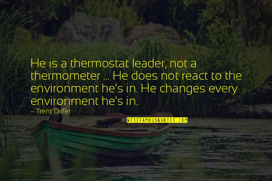 Leader Inspirational Quotes By Trent Dilfer: He is a thermostat leader, not a thermometer