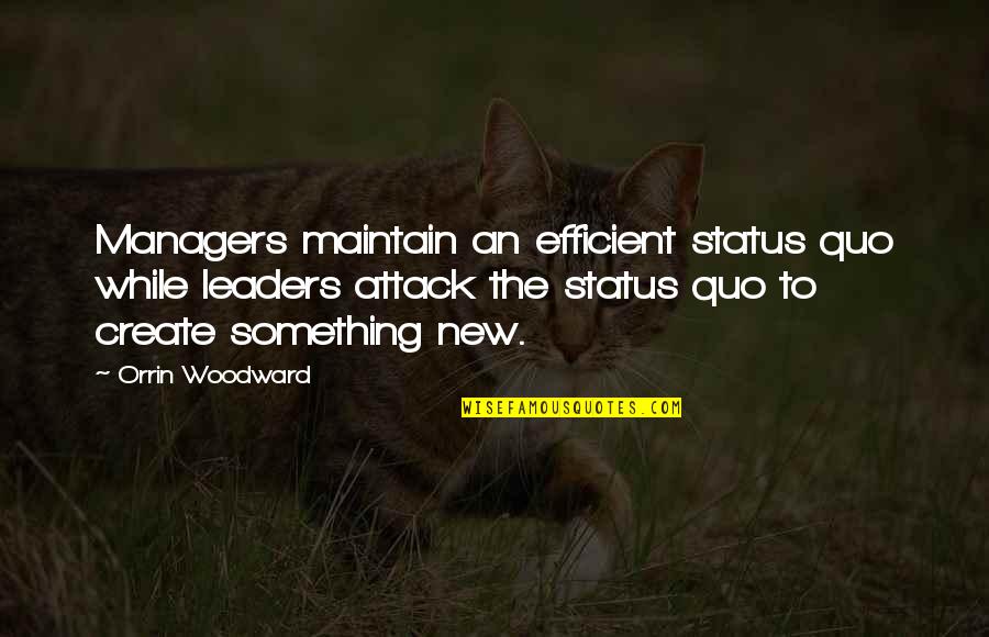 Leaders And Managers Quotes By Orrin Woodward: Managers maintain an efficient status quo while leaders