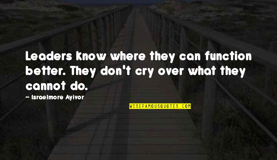 Leaders Lead Quotes By Israelmore Ayivor: Leaders know where they can function better. They