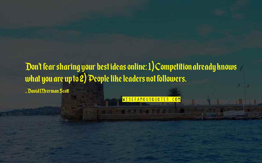 Leaders Versus Followers Quotes By David Meerman Scott: Don't fear sharing your best ideas online: 1)