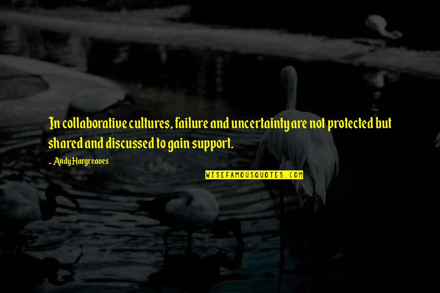 Leadership And Learning Quotes By Andy Hargreaves: In collaborative cultures, failure and uncertainty are not Leadership And Learning Quotes By Andy Hargreaves: In collaborative cultures, failure and uncertainty are not