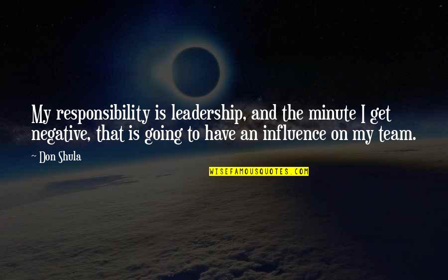 Leadership And Responsibility Quotes By Don Shula: My responsibility is leadership, and the minute I