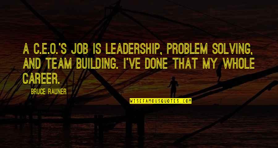 Leadership As A Team Quotes By Bruce Rauner: A C.E.O.'s job is leadership, problem solving, and