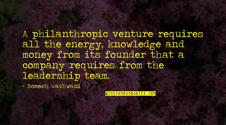 Leadership As A Team Quotes By Romesh Wadhwani: A philanthropic venture requires all the energy, knowledge