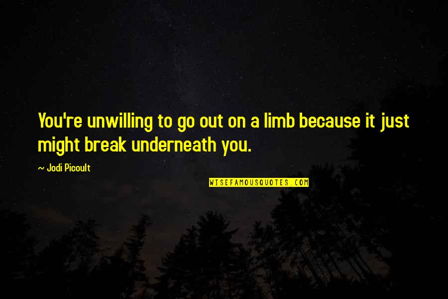 Leadership In Trying Times Quotes By Jodi Picoult: You're unwilling to go out on a limb