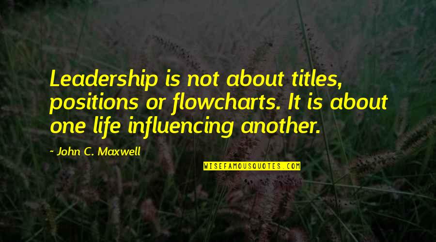 Leadership Positions Quotes By John C. Maxwell: Leadership is not about titles, positions or flowcharts.