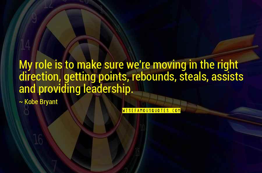 Leadership Role Quotes By Kobe Bryant: My role is to make sure we're moving