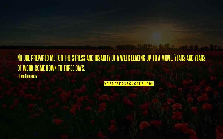 Leading Me Quotes By Evan Daugherty: No one prepared me for the stress and
