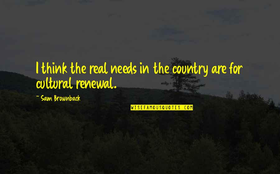 Leading Others Through Change Quotes By Sam Brownback: I think the real needs in the country