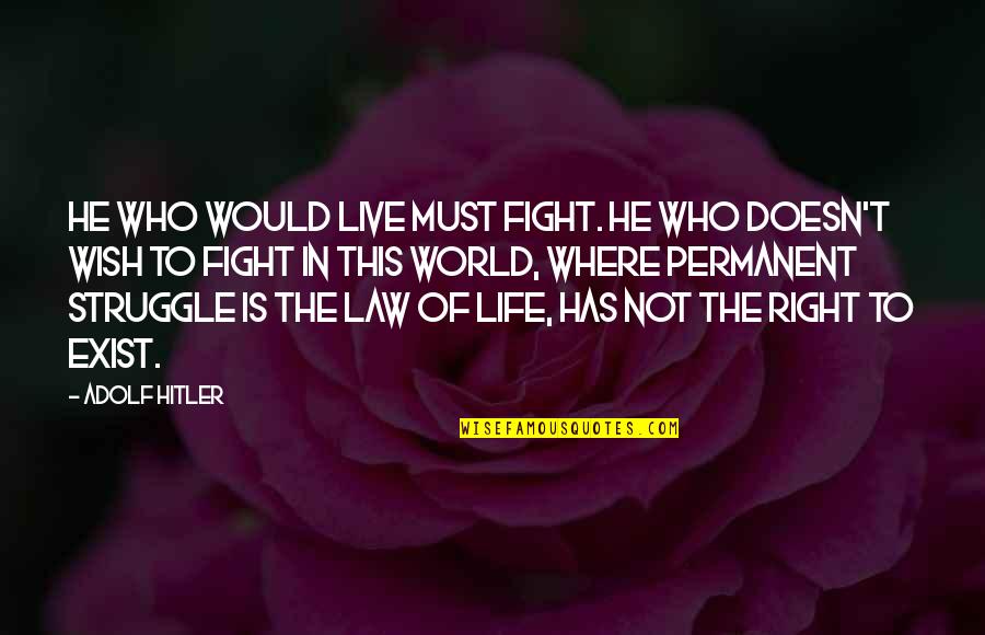 League Champion Quotes By Adolf Hitler: He who would live must fight. He who