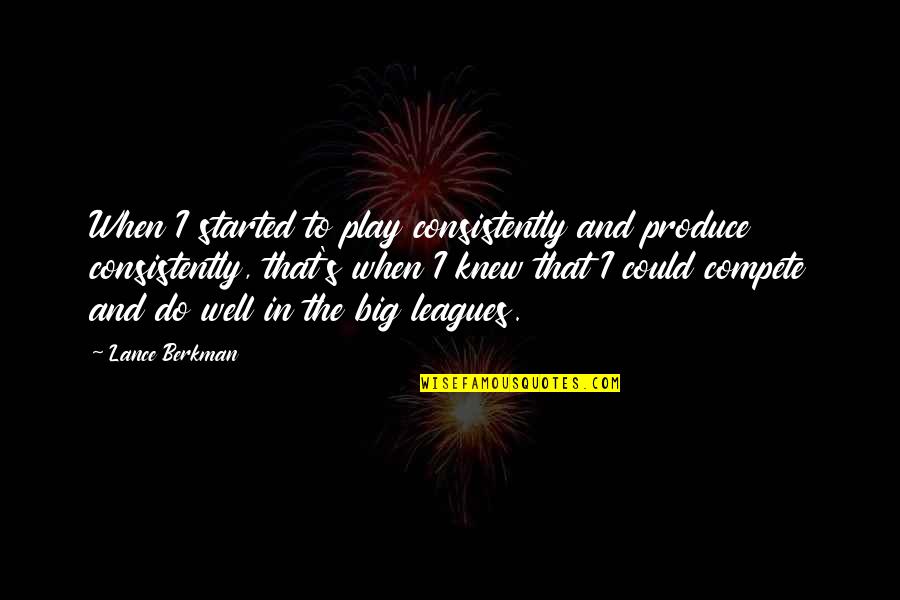 Leagues Quotes By Lance Berkman: When I started to play consistently and produce