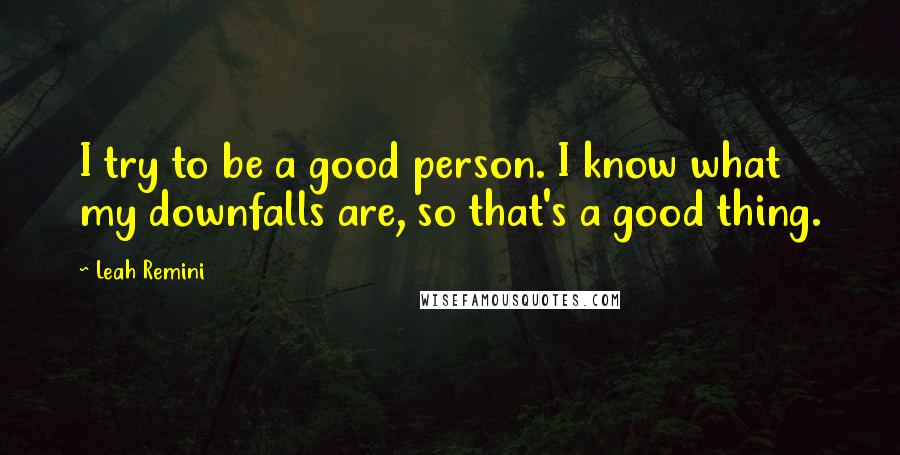 Leah Remini quotes: I try to be a good person. I know what my downfalls are, so that's a good thing.