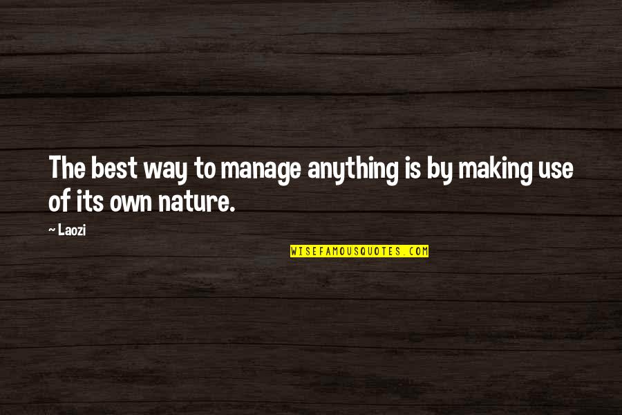 Lealdade A Prova Quotes By Laozi: The best way to manage anything is by