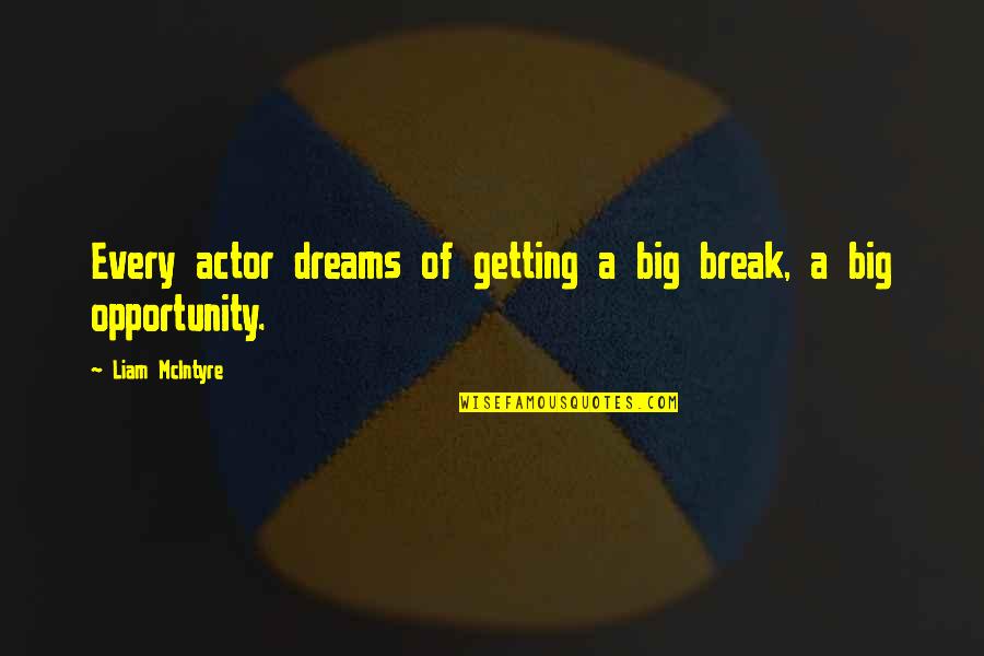 Lean Ux Quotes By Liam McIntyre: Every actor dreams of getting a big break,
