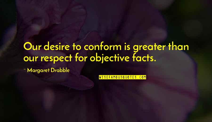 Learn And Serve Quotes By Margaret Drabble: Our desire to conform is greater than our Learn And Serve Quotes By Margaret Drabble: Our desire to conform is greater than our
