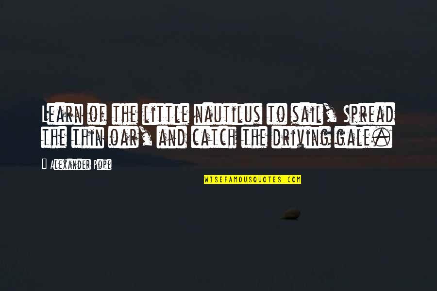 Learn Driving Quotes By Alexander Pope: Learn of the little nautilus to sail, Spread