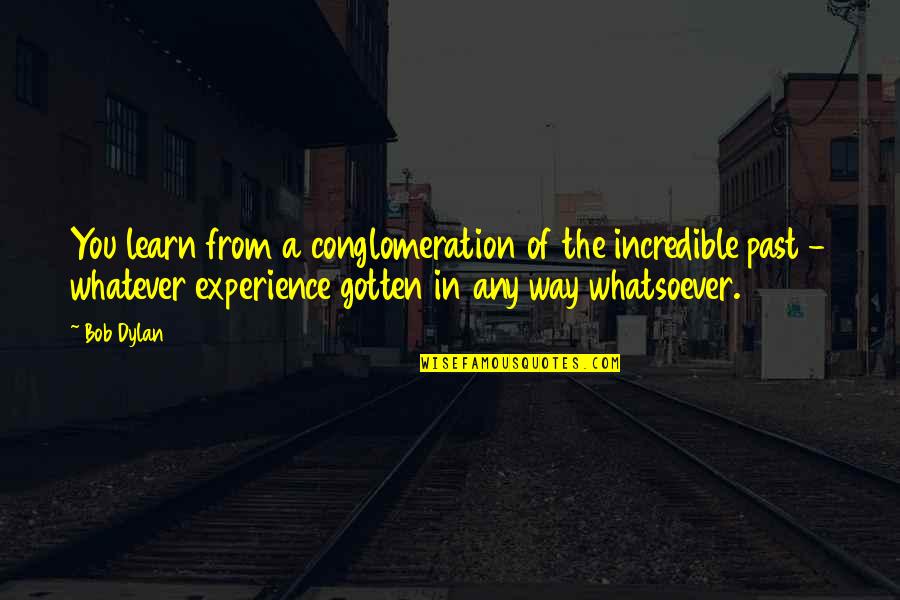 Learn From Experience Quotes By Bob Dylan: You learn from a conglomeration of the incredible