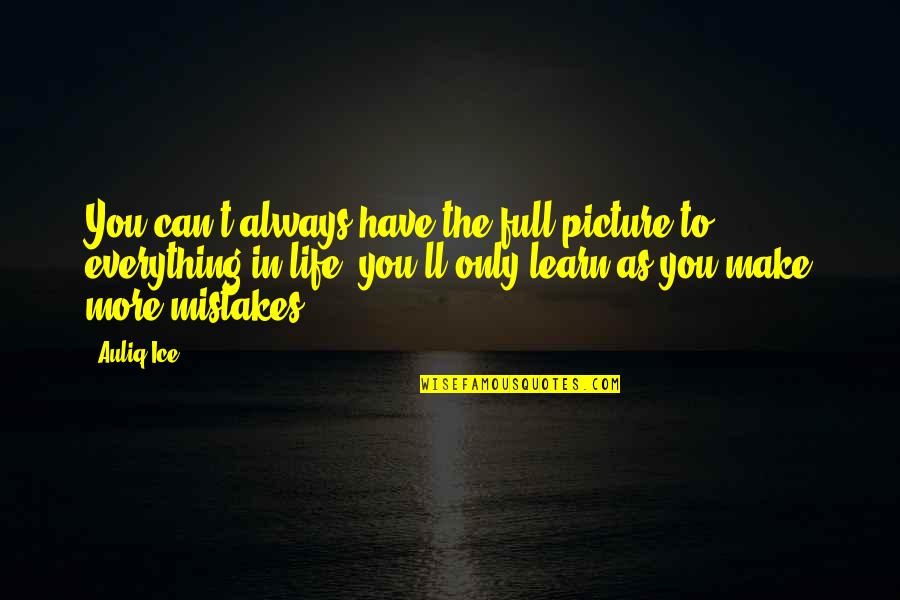 Learn From Life Quotes By Auliq Ice: You can't always have the full picture to