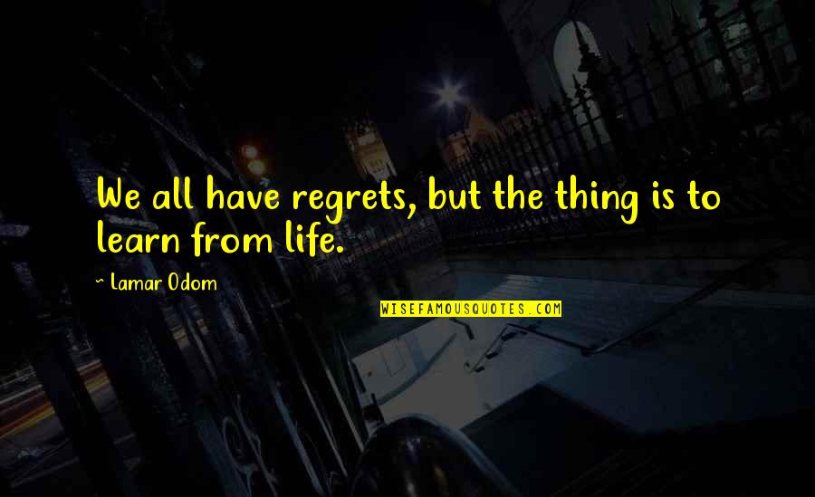 Learn From Life Quotes By Lamar Odom: We all have regrets, but the thing is