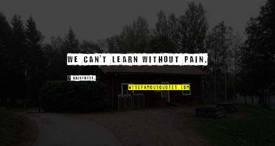 Learn From Pain Quotes By Aristotle.: We Can't learn without pain.