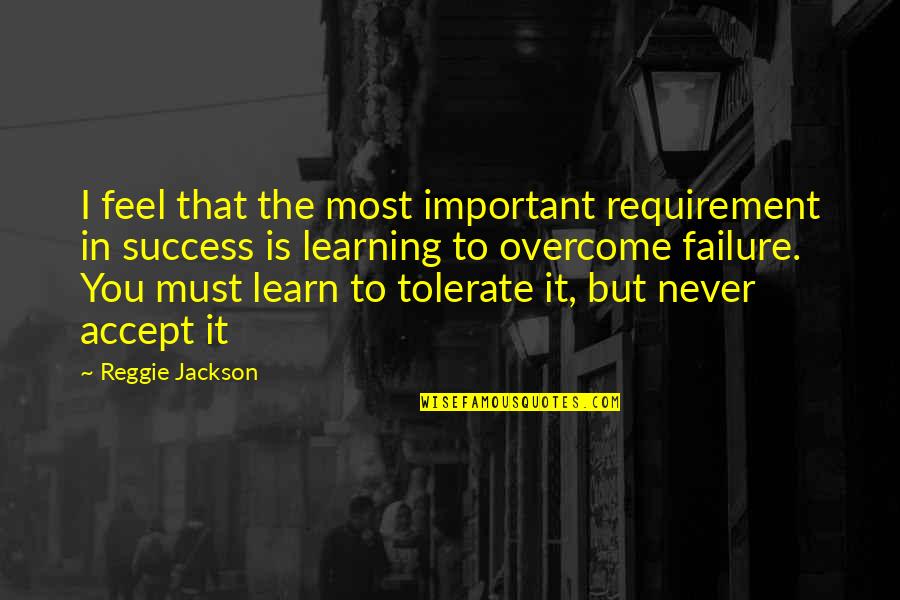 Learn From Success And Failure Quotes By Reggie Jackson: I feel that the most important requirement in Learn From Success And Failure Quotes By Reggie Jackson: I feel that the most important requirement in