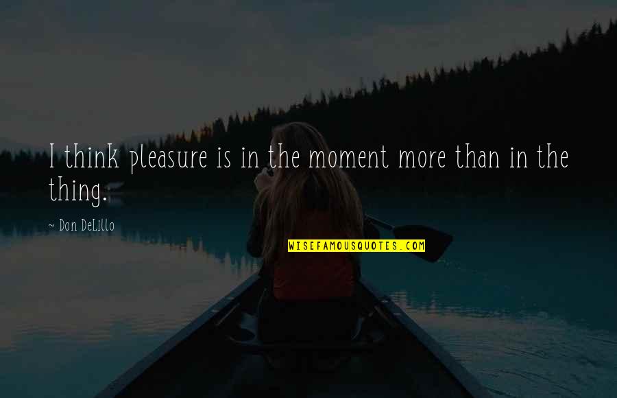 Learn Something Motivational Quotes By Don DeLillo: I think pleasure is in the moment more