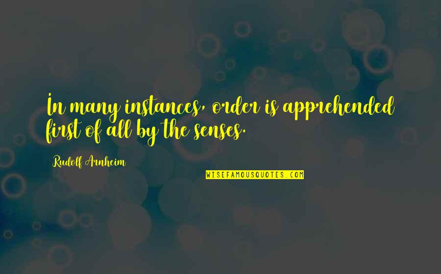 Learn To Adapt Quotes By Rudolf Arnheim: In many instances, order is apprehended first of