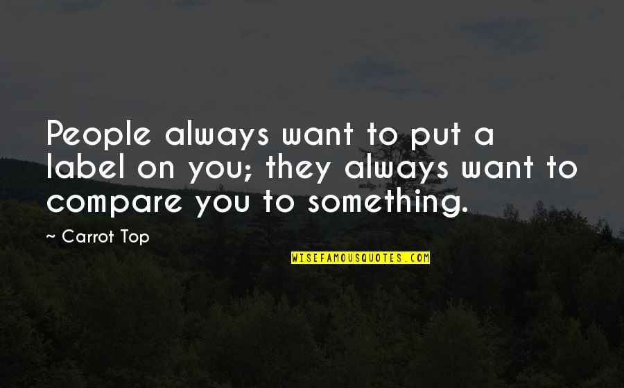 Learn To Let Things You Cannot Control Go Quotes By Carrot Top: People always want to put a label on