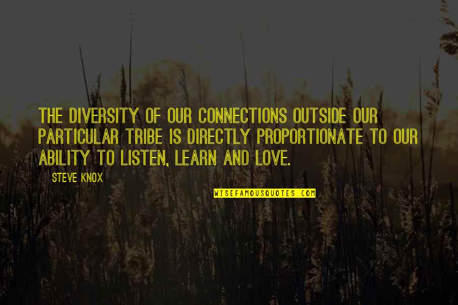 Learn To Listen Quotes By Steve Knox: The diversity of our connections outside our particular