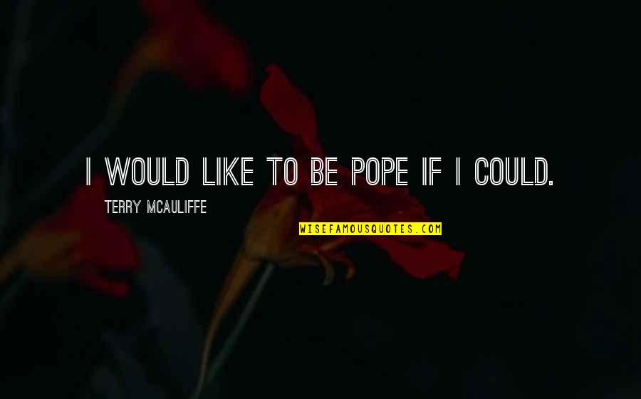 Learn To Trust Nobody But Yourself Quotes By Terry McAuliffe: I would like to be Pope if I