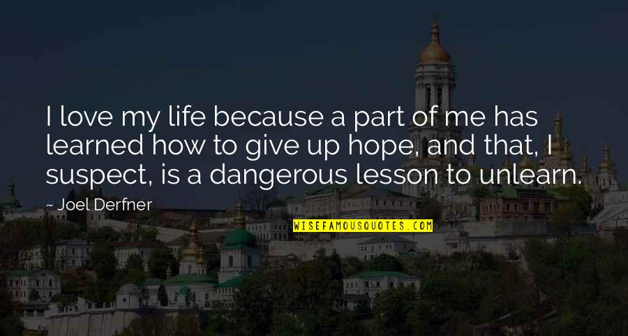 Learned Lesson Quotes By Joel Derfner: I love my life because a part of