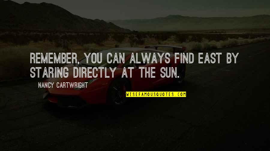 Learning A Lesson And Moving On Quotes By Nancy Cartwright: Remember, you can always find East by staring