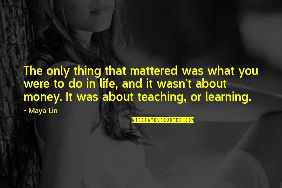 Learning And Teaching Quotes By Maya Lin: The only thing that mattered was what you