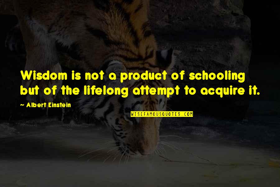 Learning Education School Quotes By Albert Einstein: Wisdom is not a product of schooling but