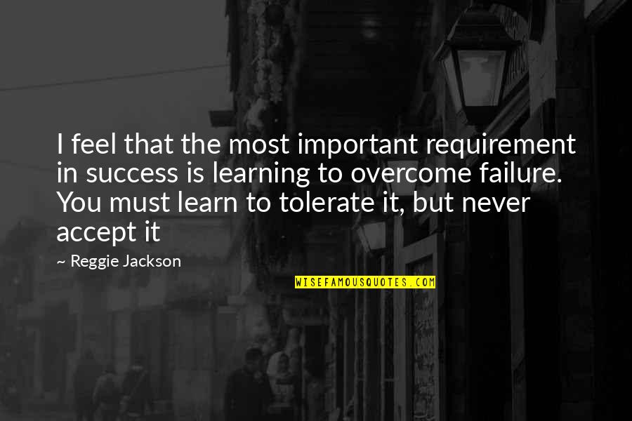 Learning Failure Quotes By Reggie Jackson: I feel that the most important requirement in
