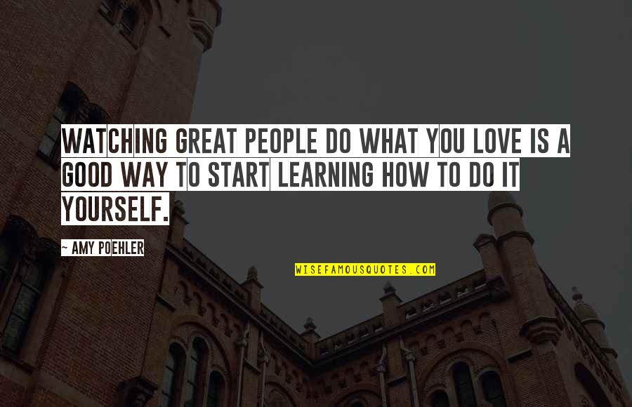 Learning How To Love Yourself Quotes By Amy Poehler: Watching great people do what you love is