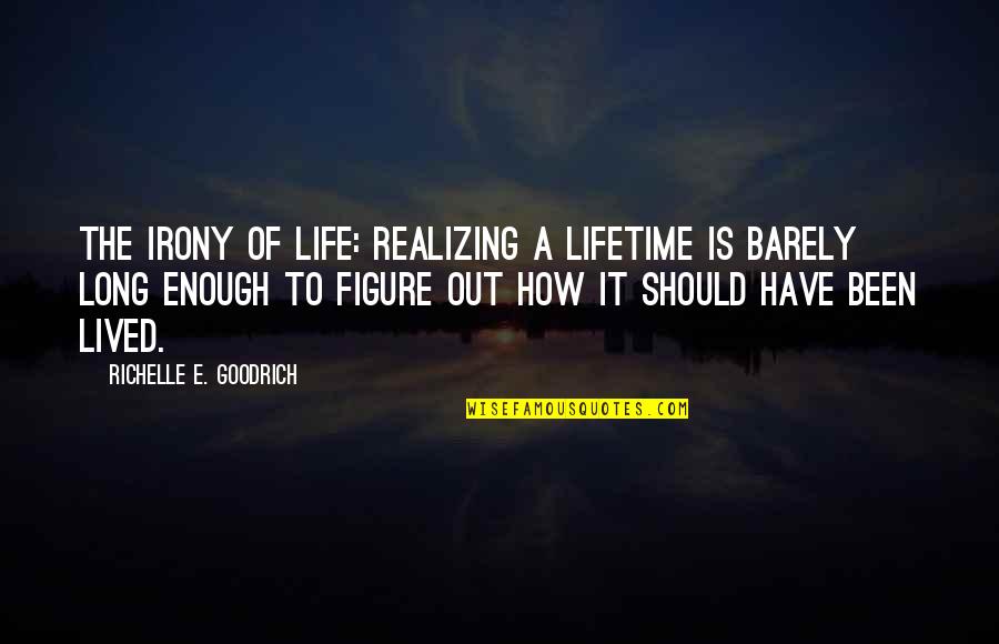 Learning Lessons Of Life Quotes By Richelle E. Goodrich: The irony of life: Realizing a lifetime is