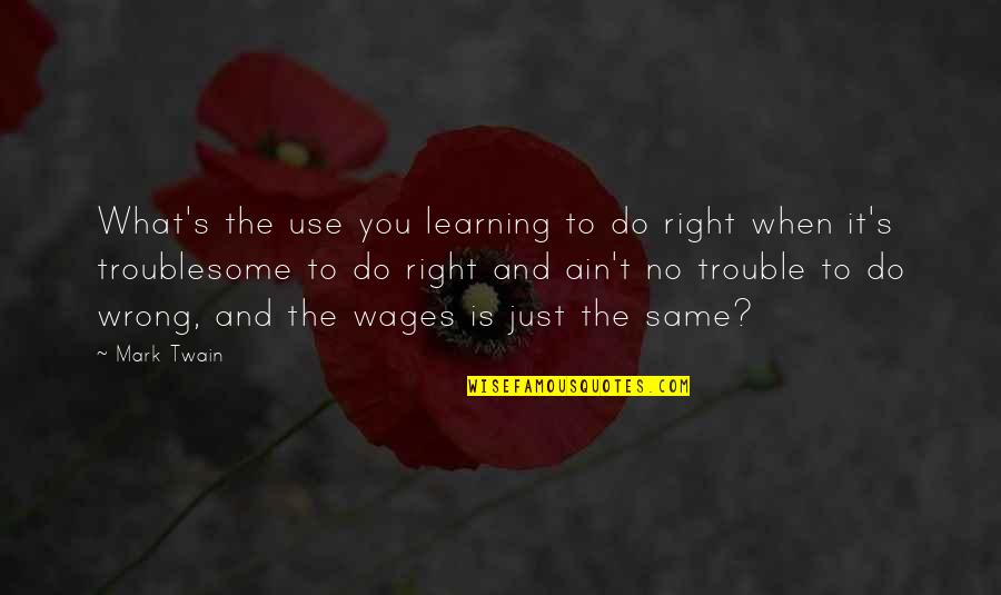 Learning Mark Twain Quotes By Mark Twain: What's the use you learning to do right