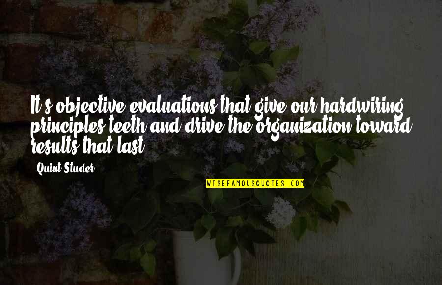 Learning Organization Quotes By Quint Studer: It's objective evaluations that give our hardwiring principles